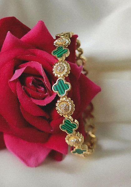 Bracelet jonc + bague vert