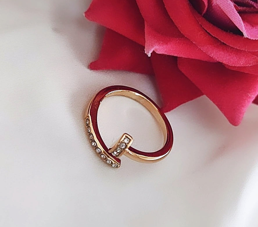 Bague ajustable en acier inoxydable strass