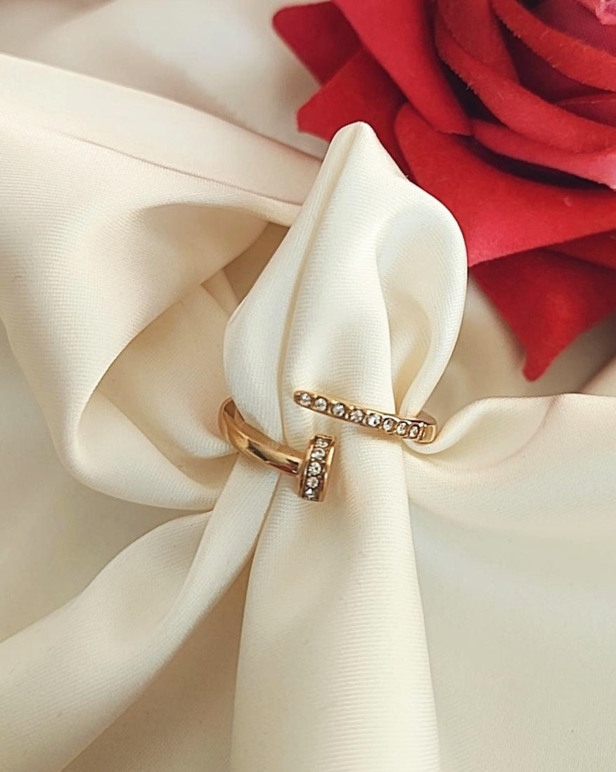 Bague ajustable en acier inoxydable strass