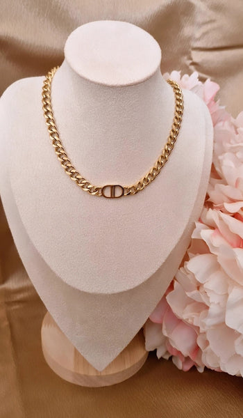 Collier en acier inoxydable grosse maille pendentif