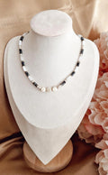 Collier en acier inoxydable perles d'eau douce tons noirs