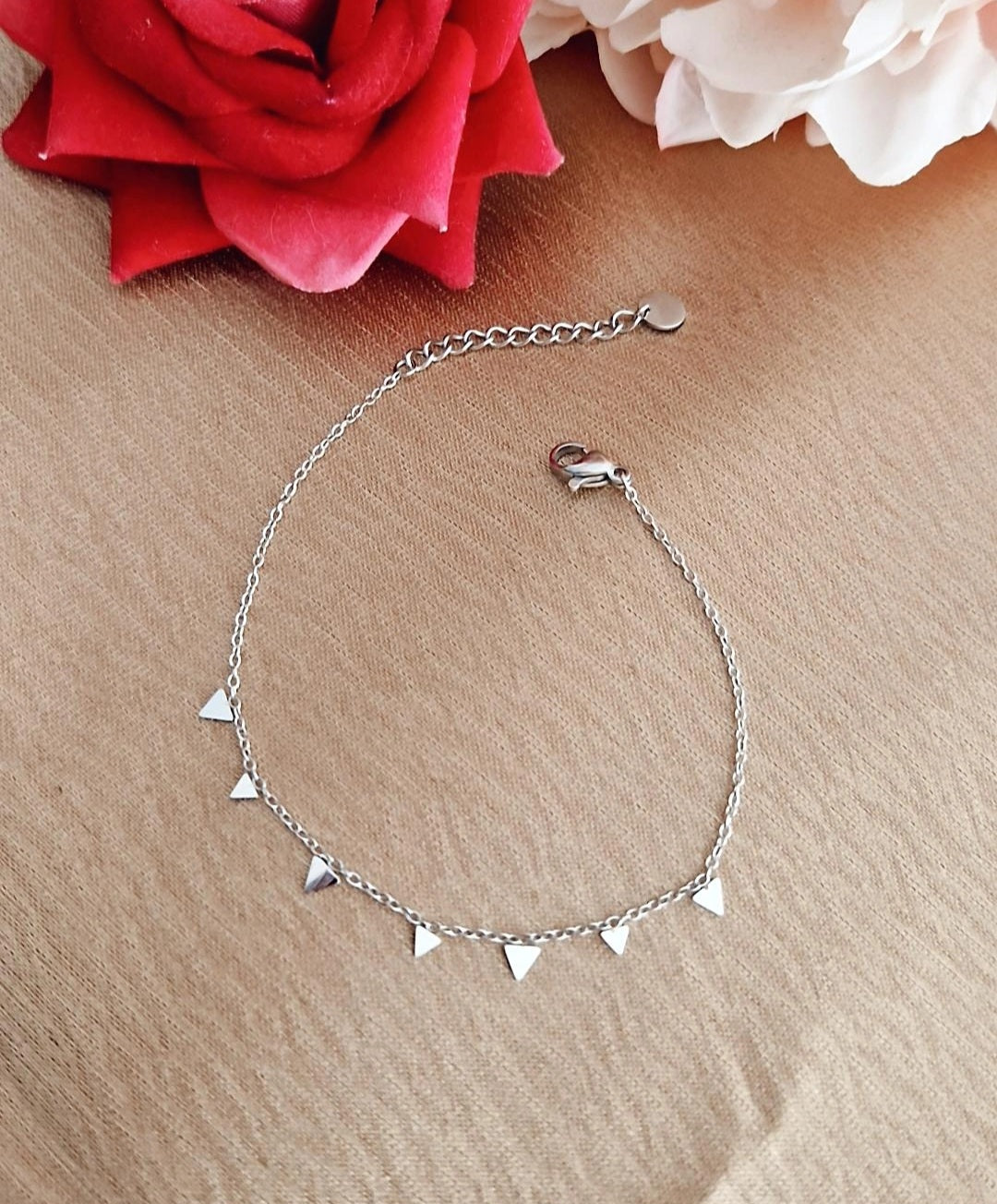 Bracelet luxe en acier inoxydable multi triangles argentés