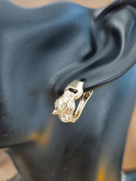 Ensemble Jaguar Collier + bracelet jonc + boucles d'oreilles + bague assortis