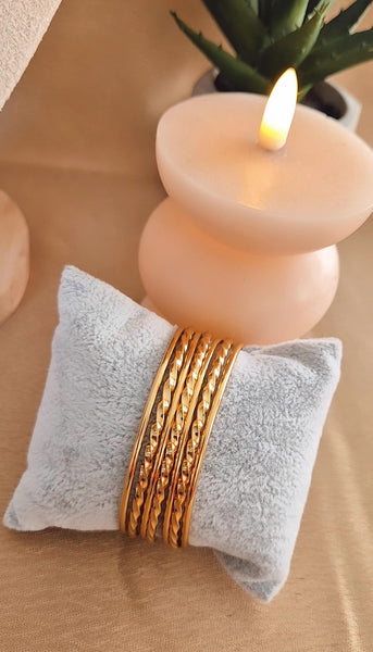 Lot de 7 Bracelets jonc en acier inoxydable torsadés