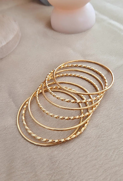 Lot de 7 Bracelets jonc en acier inoxydable torsadés