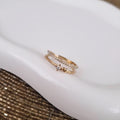 Bague ajustable en acier inoxydable double rangs mini coeur