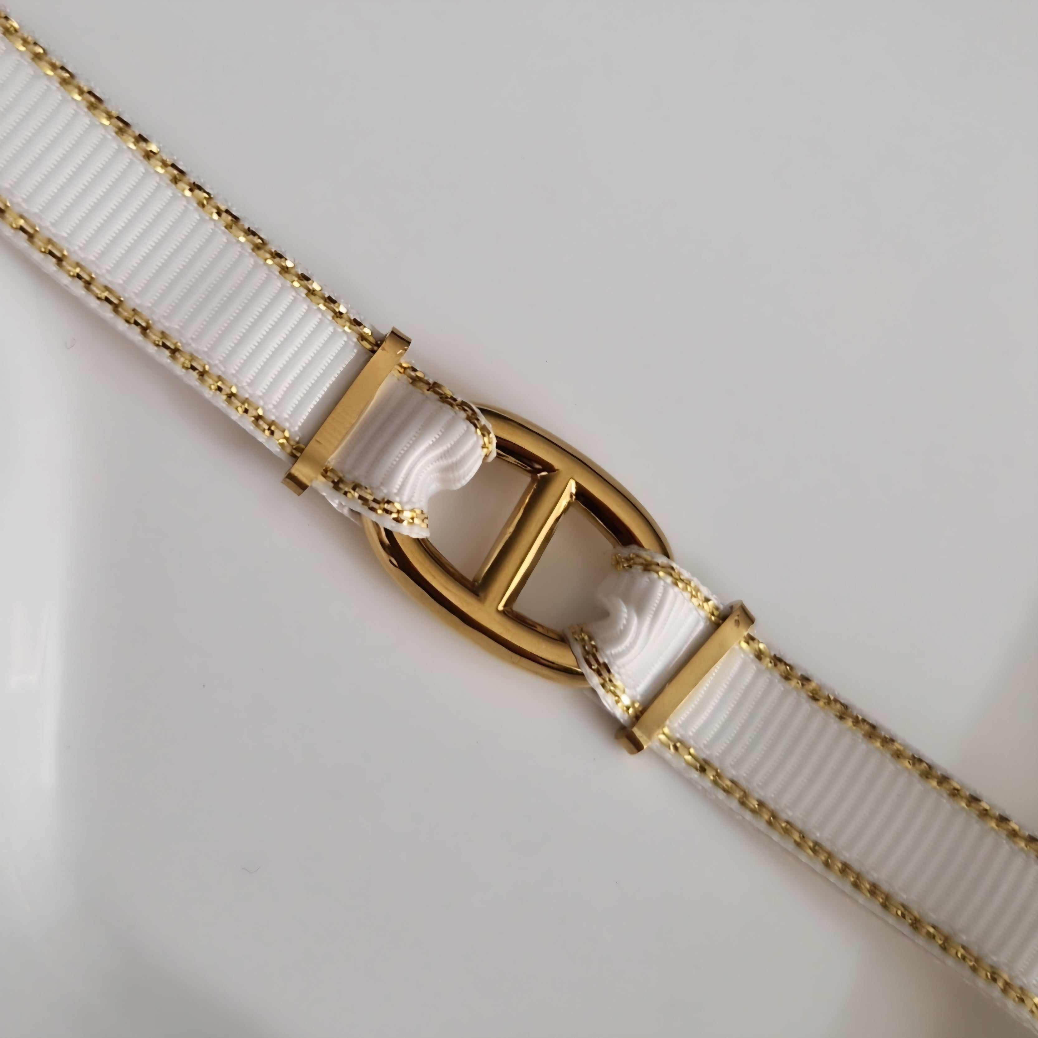 Bracelet tissus empiècement en acier inoxydable boucle