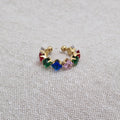 Bague ajustable en acier inoxydable multi pierres multicolores