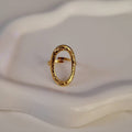 Bague ajustable en acier inoxydable ovale martelé