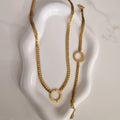 Ensemble Collier + bracelet en acier inoxydable maille plate cercle