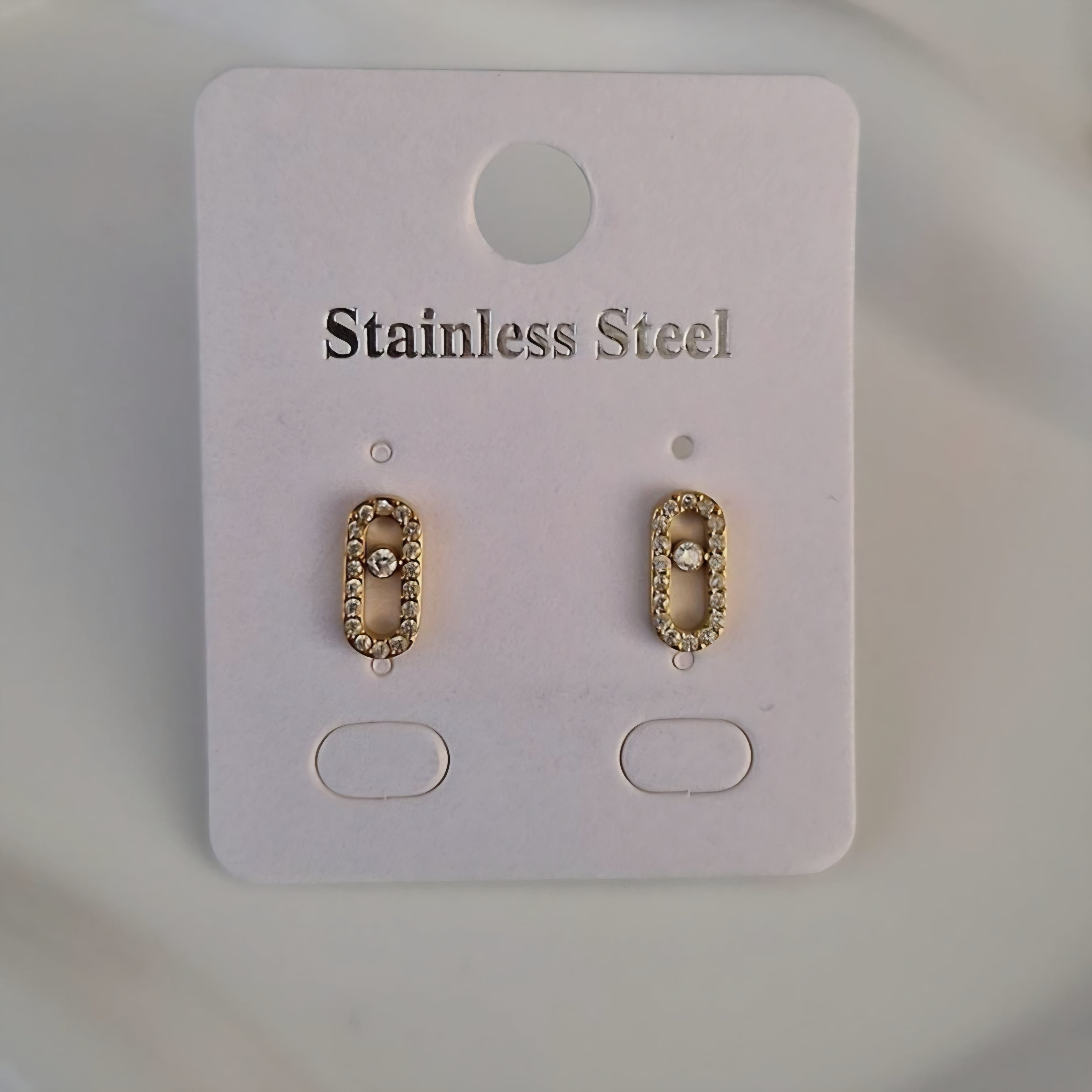 Boucles d'oreilles en acier inoxydable ovale et strass