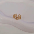Bague ajustable en acier inoxydable double rangs et étoiles