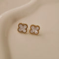 Boucles d'oreilles en acier inoxydable blanc nacré