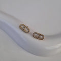 Boucles d'oreilles en acier inoxydable ovale et strass