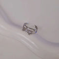 Bague ajustable en acier inoxydable triple rangs billes argentées