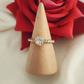 Bague ajustable en acier inoxydable solitaire et strass