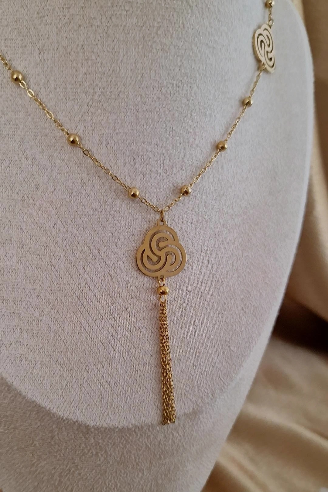 Collier sautoir beldi en acier inoxydable oriental
