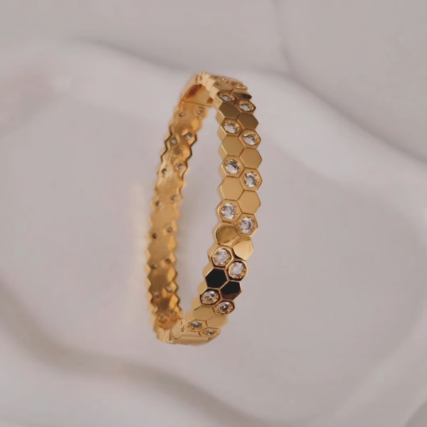 Bracelet jonc en acier inoxydable strass (vendu à l'unité)