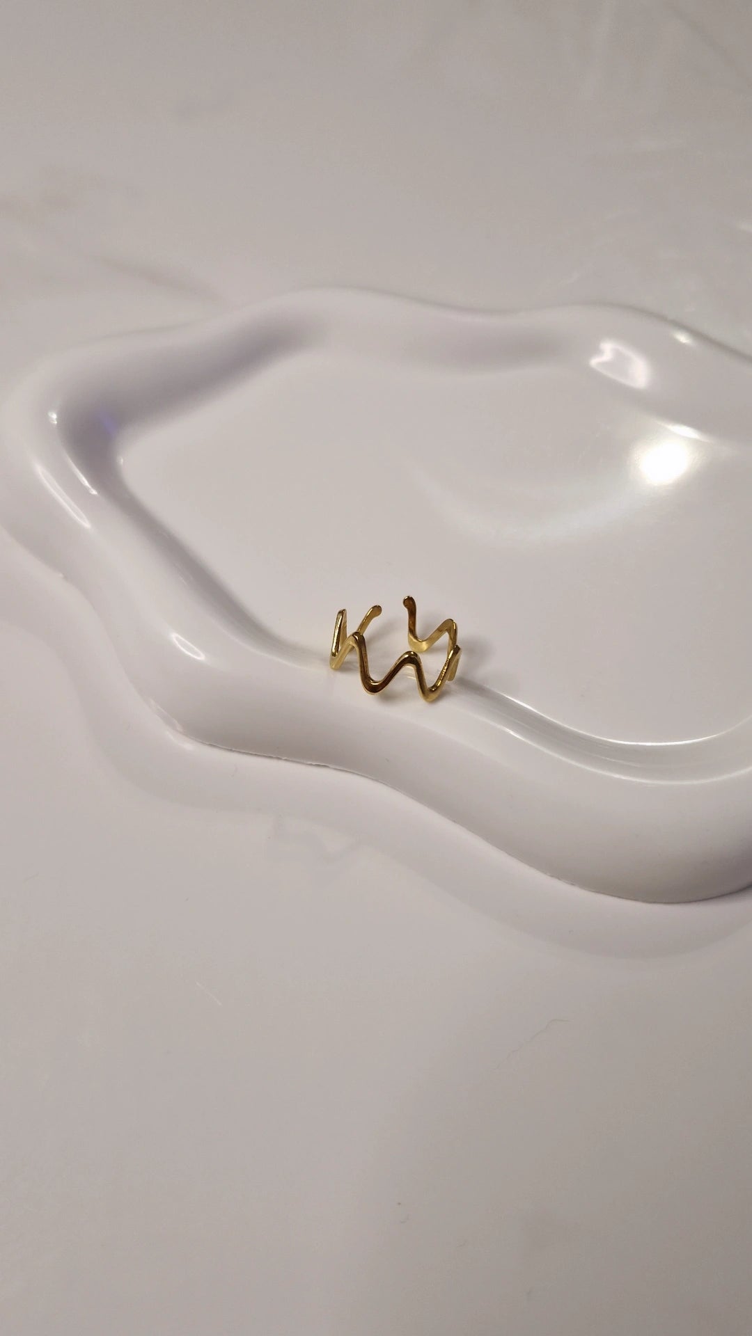 Bague ajustable en acier inoxydable zig zag