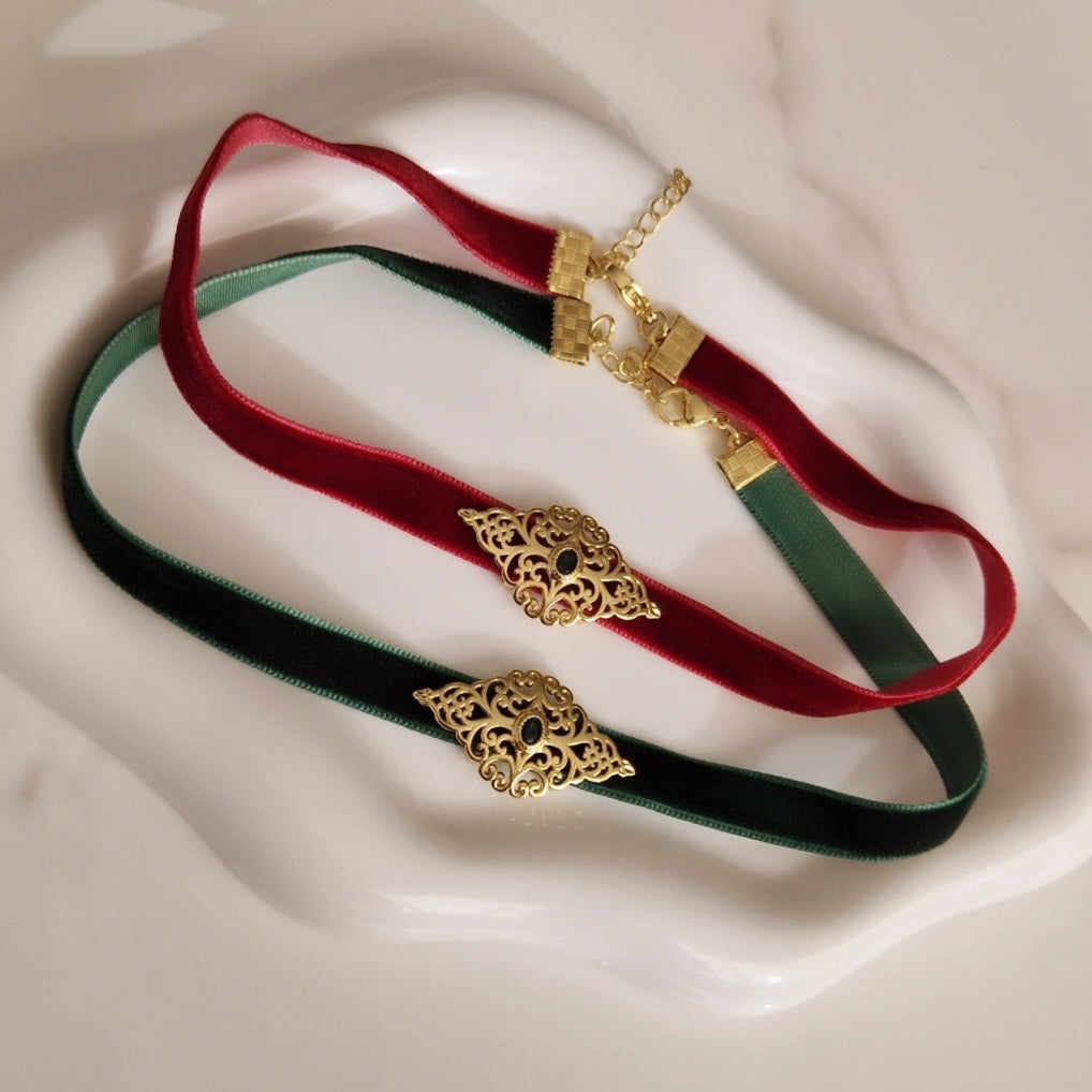 Collier choker en velours pendentif en acier inoxydable pendentif beldi
