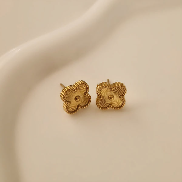 Boucles d'oreilles en acier inoxydable doré strié