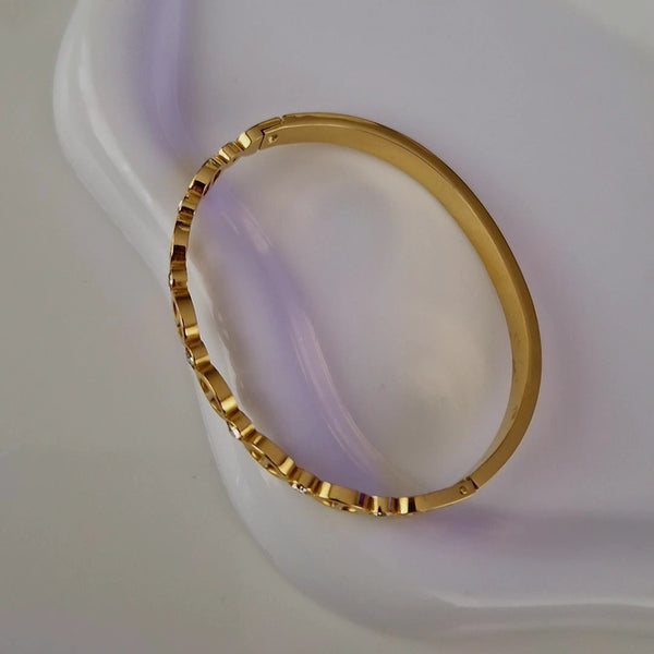 Bracelet jonc en acier inoxydable et strass