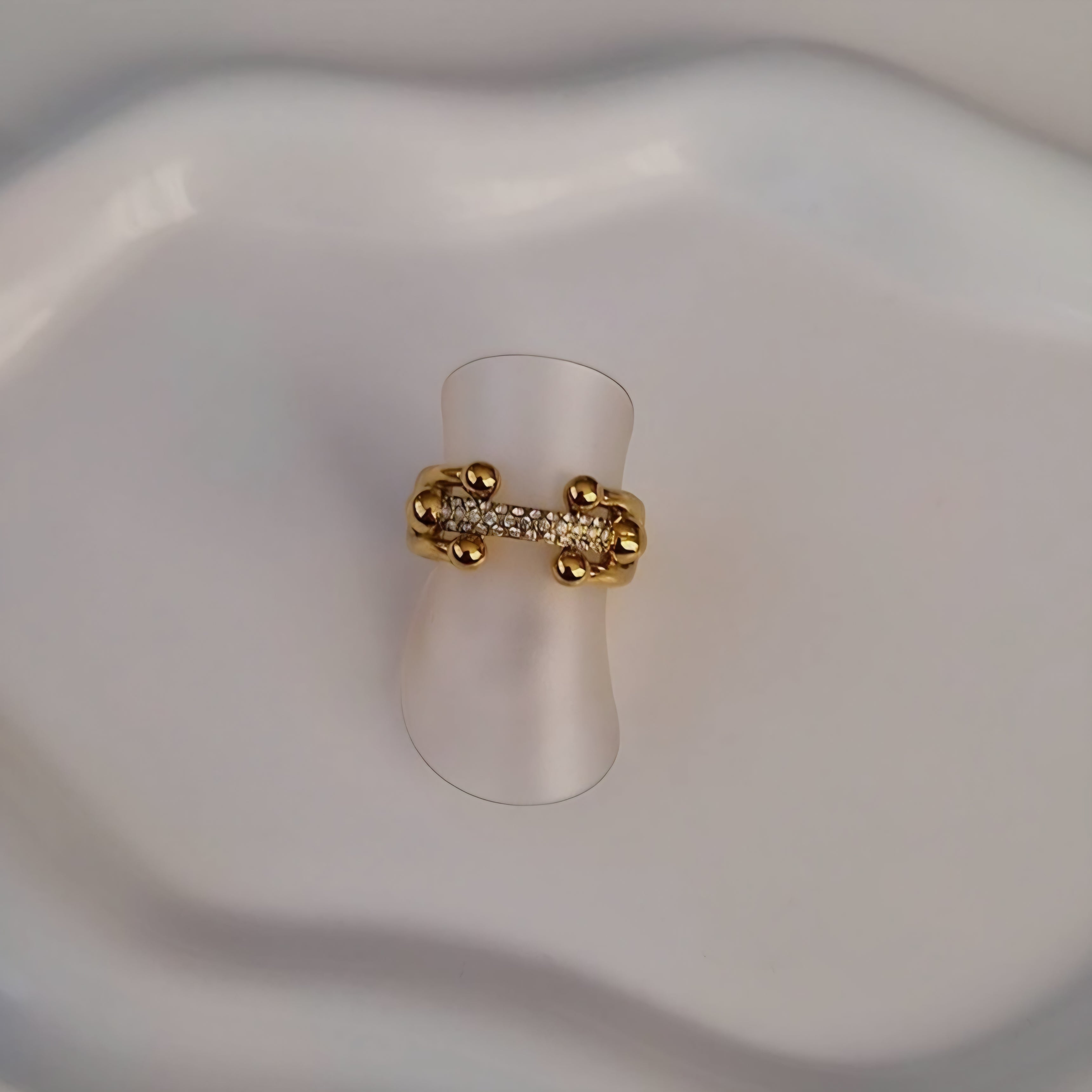 Bague en acier inoxydable maillons et strass