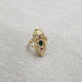 Bague avec empiècement beldi pierre verte