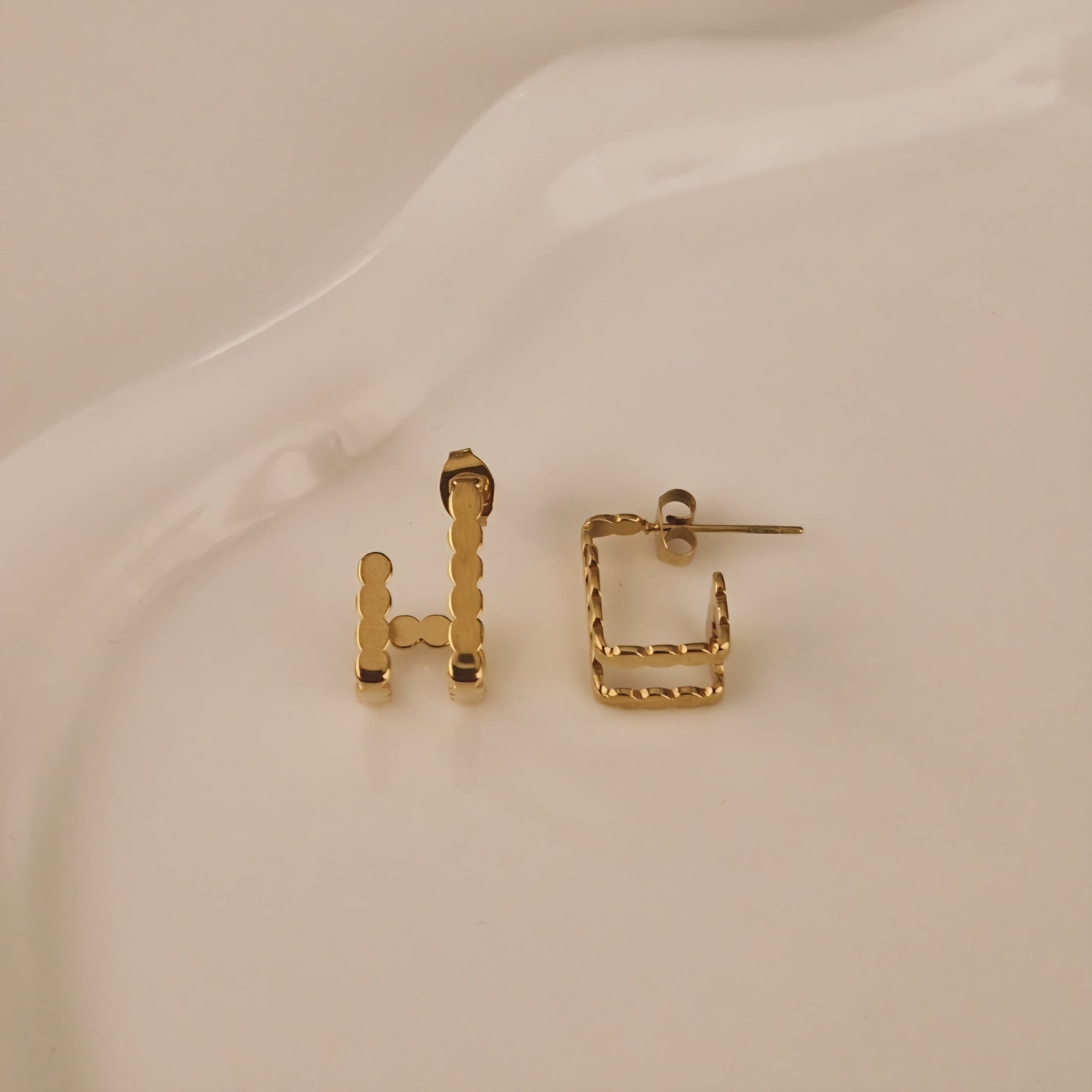 Boucles d'oreille en acier inoxydable doubles lignes