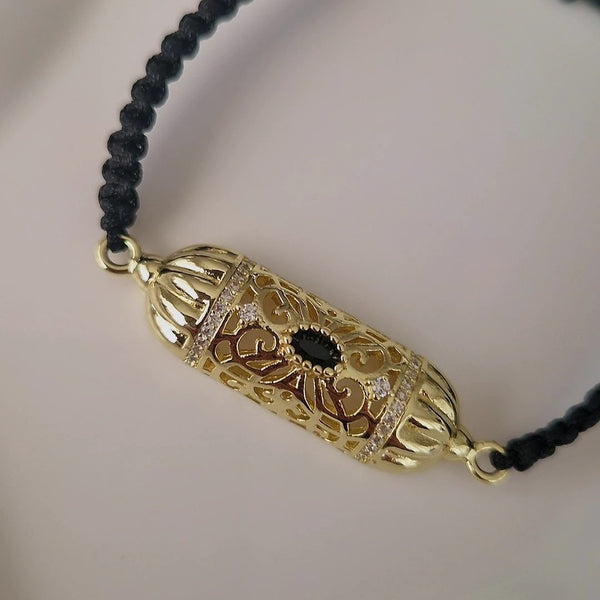 Bracelet fil tressé empiècement en acier inoxydable oriental beldi