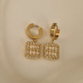 Boucles d'oreille en acier inoxydable carré de perles