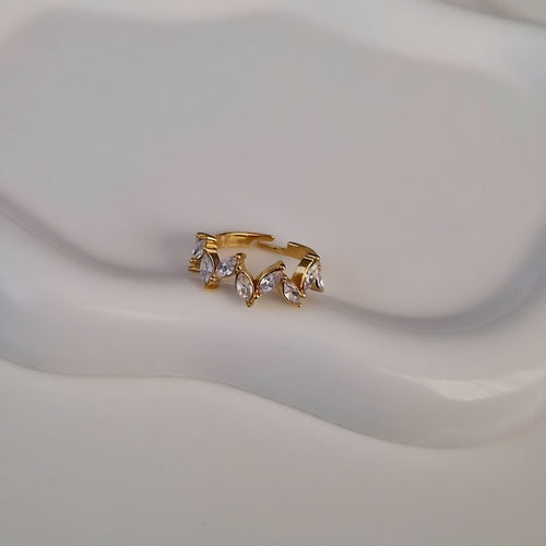 Bague ajustable en acier inoxydable épi de strass