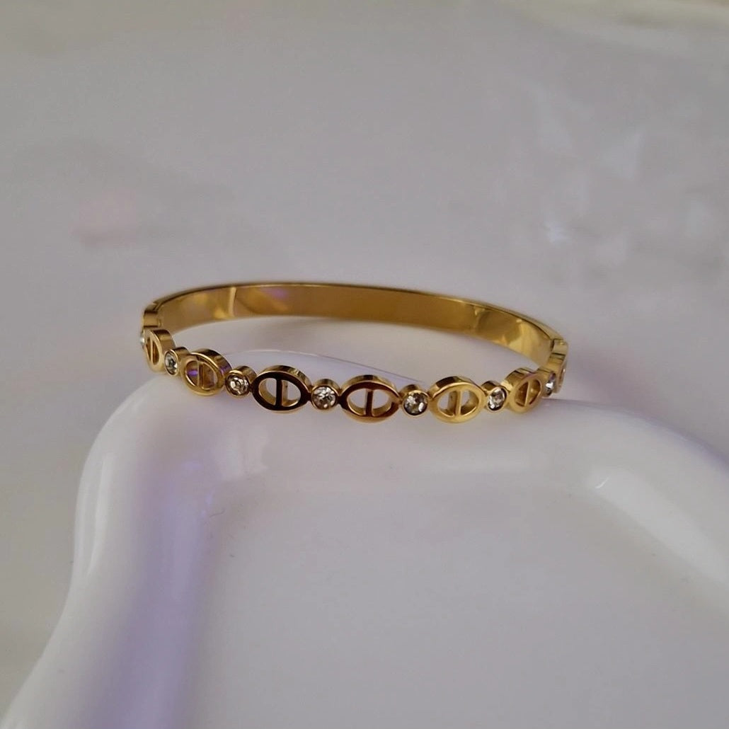 Bracelet jonc en acier inoxydable et strass