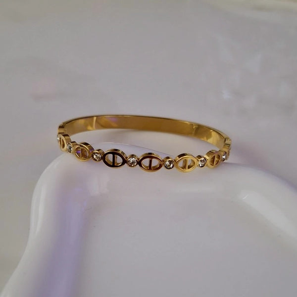 Bracelet jonc en acier inoxydable et strass