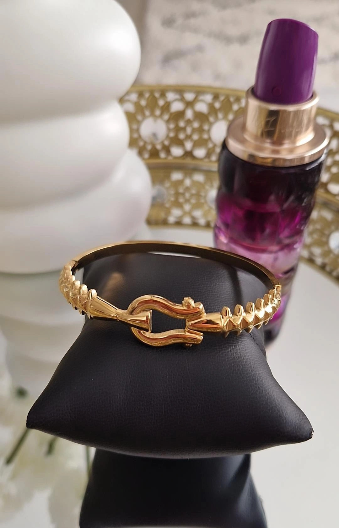 Bracelet jonc en acier inoxydable boucle et pics