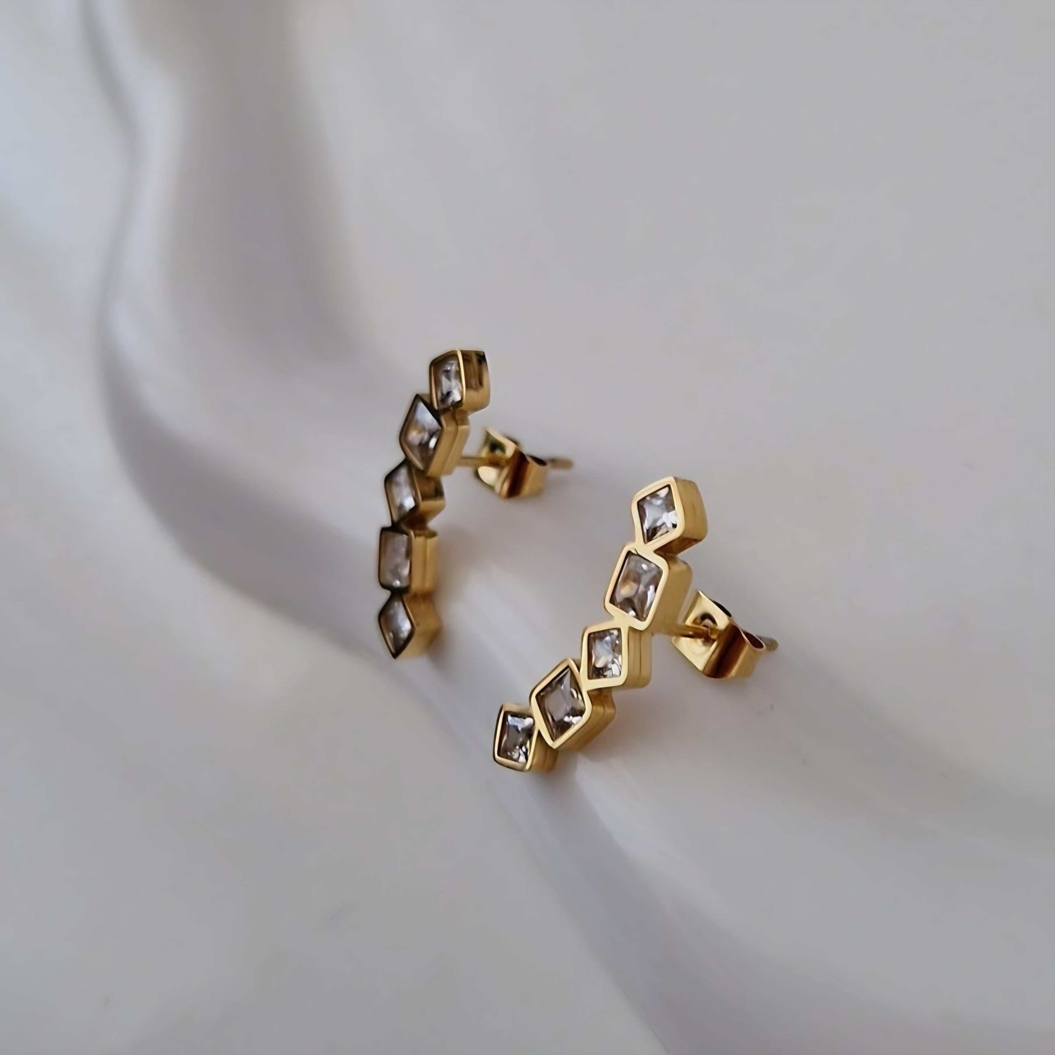 Boucles d'oreilles en acier inoxydable multi pierres