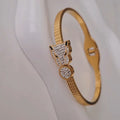 Bracelet jonc en acier inoxydable panthère et strass