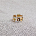 Bague ajustable en acier inoxydable multi rangs et strass
