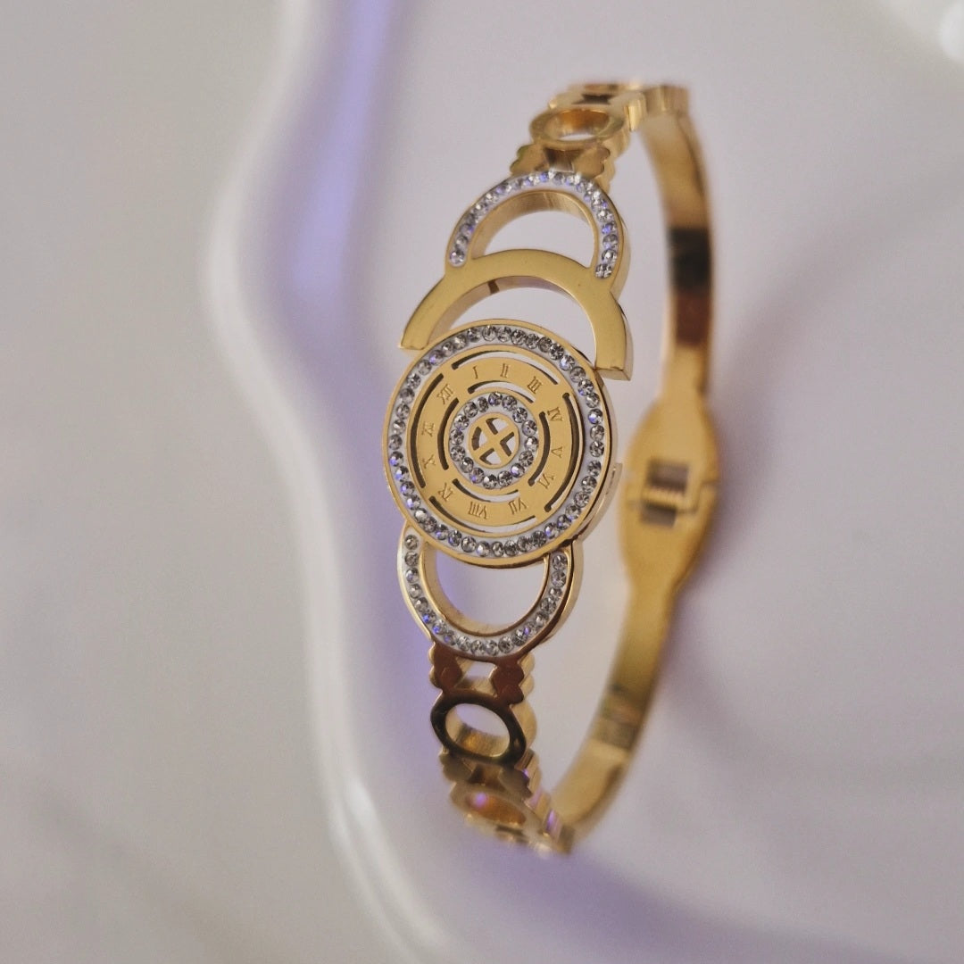 Bracelet jonc en acier inoxydable et strass