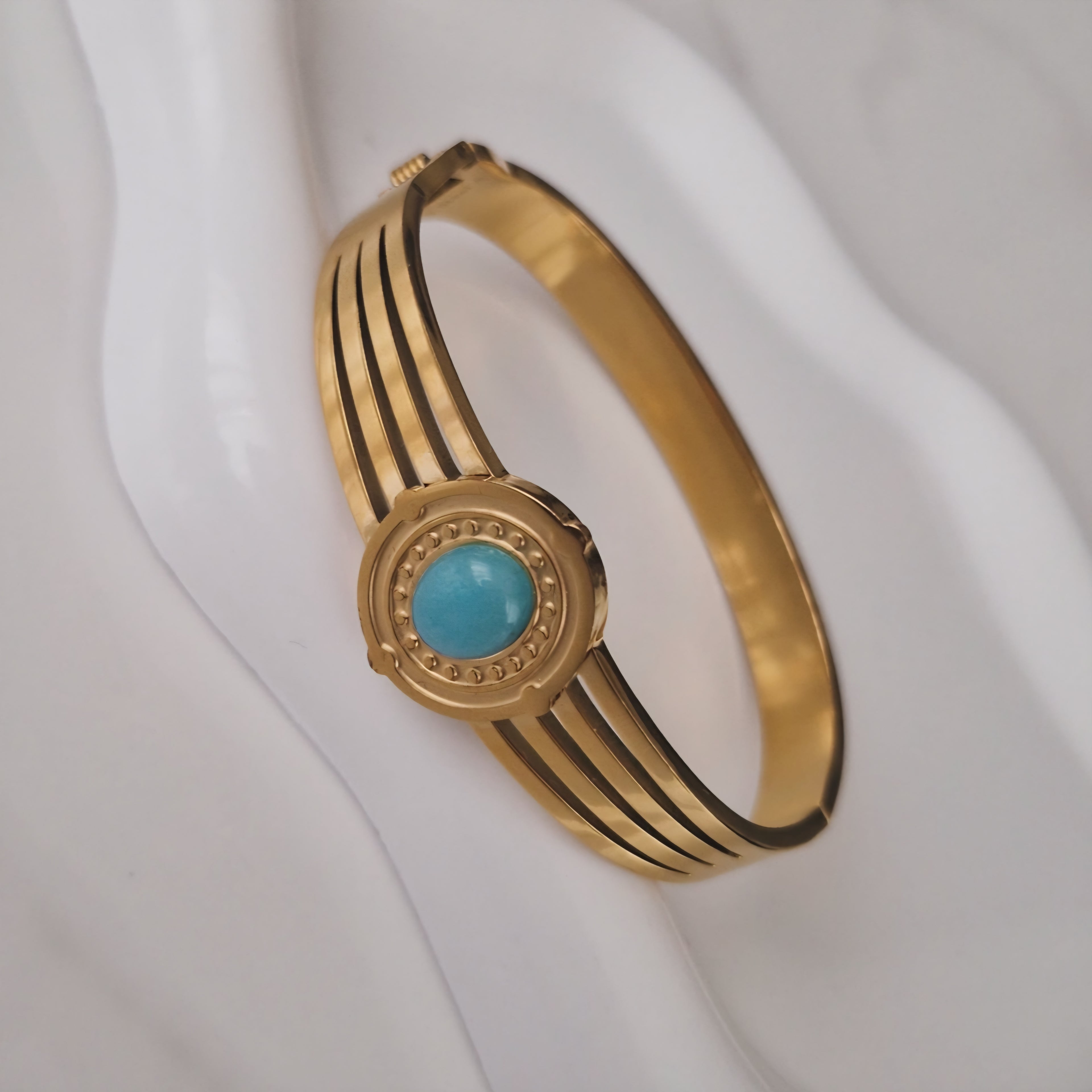 Bracelet jonc en acier inoxydable pierre bleue