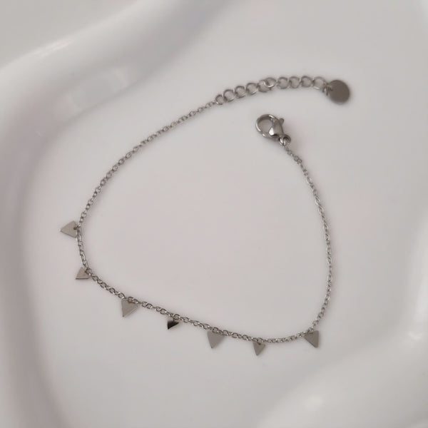 Bracelet luxe en acier inoxydable multi triangles argentés
