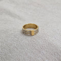 Bague en acier inoxydable triple lignes et strass