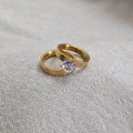 Bague 2 pièces en acier inoxydable solitaire