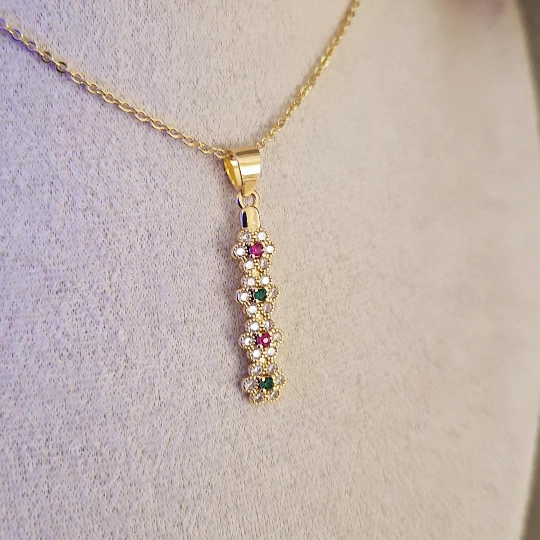 Ensemble parure collier et boucles d’oreilles fleurs et strass