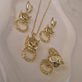 Ensemble Beldi Collier + boucles d'oreilles + bague assortis Jaguar et yeux verts