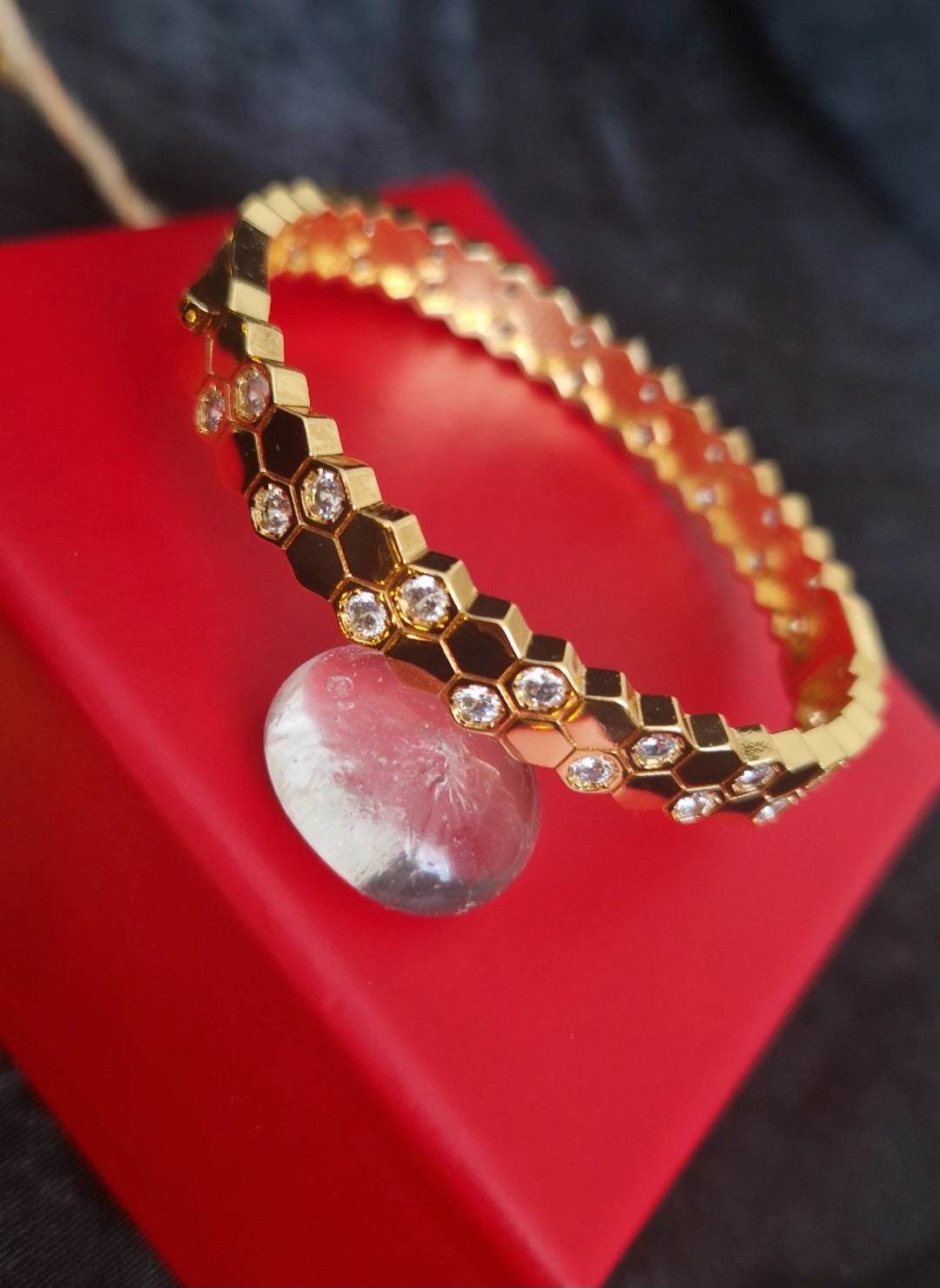 Bracelet jonc en acier inoxydable strass (vendu à l'unité)