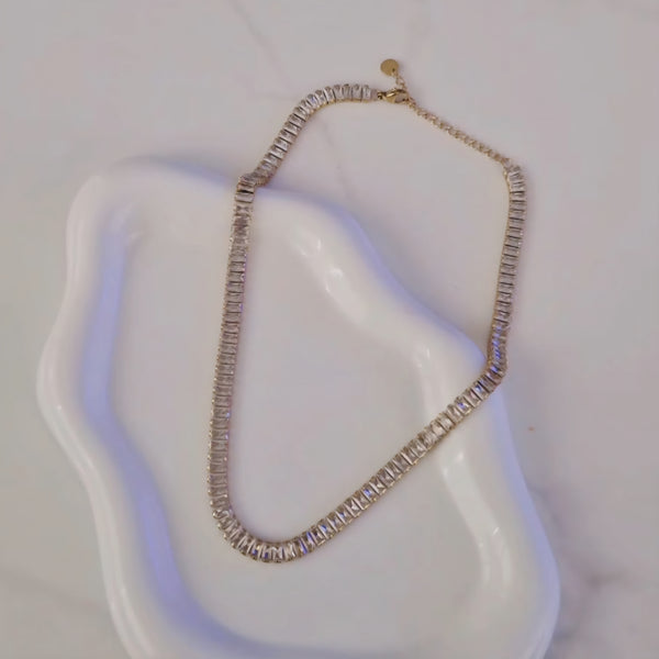 Collier en acier inoxydable multi pierres luxe