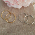 Boucles d'oreille créoles en acier inoxydable 3.5cm