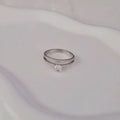 Bague en acier inoxydable double rang de strass et solitaire