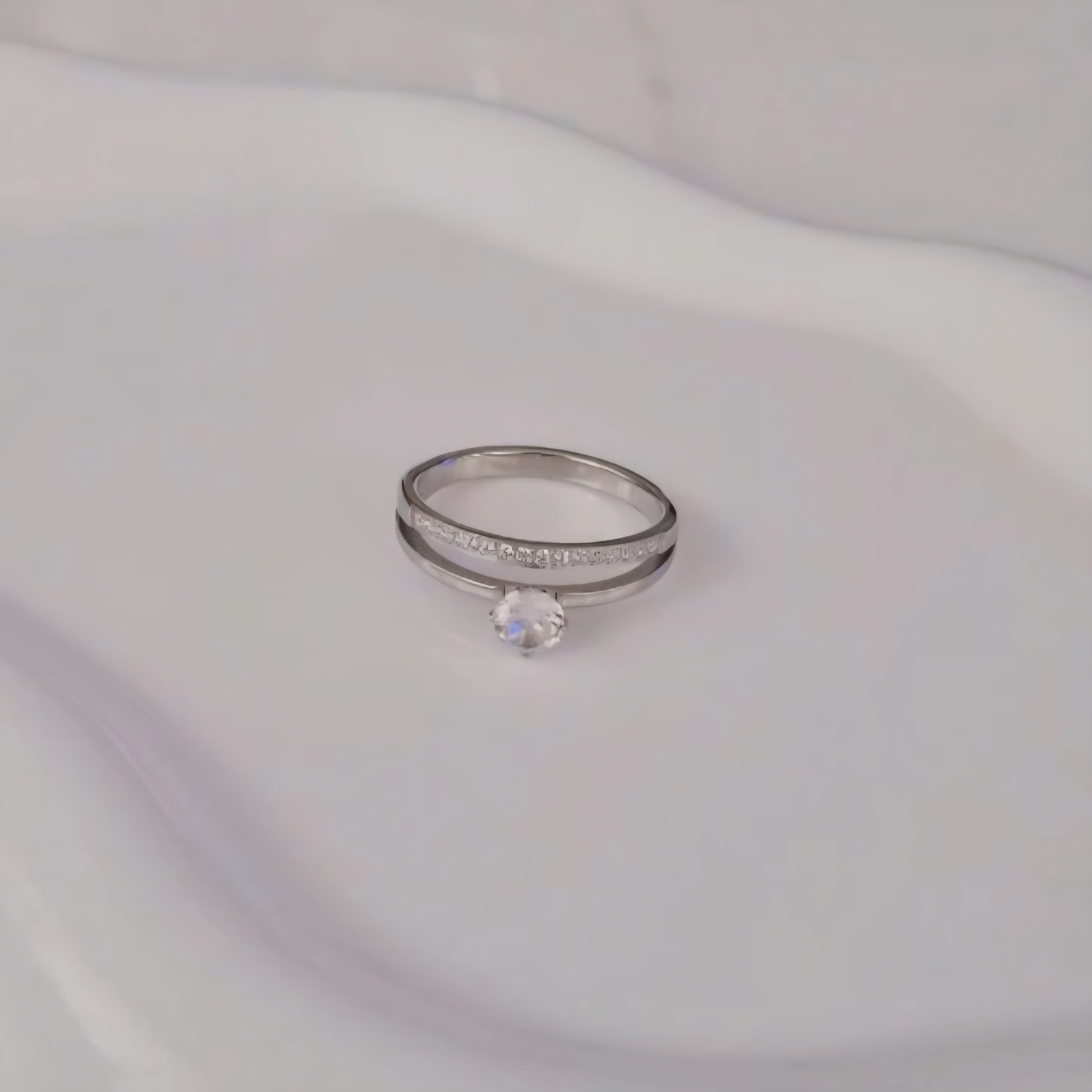 Bague en acier inoxydable double rang de strass et solitaire
